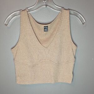 SHEIN Beige Ribbed Knit Tank Top